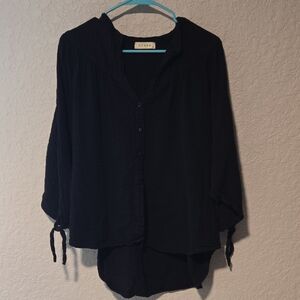 Stark X Black Cotton Gauze Hi Low Blouse